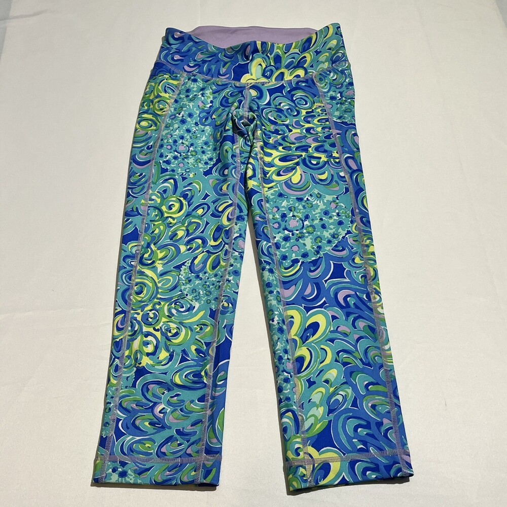 Lilly Pulitzer Luxletic Weekender Lilly’s Lagoon Capris Leggings Pants XS